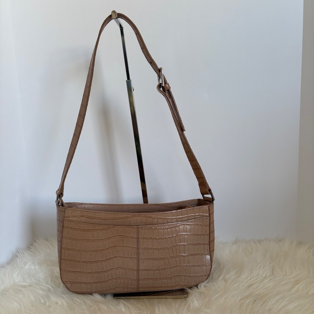 Etienne Aigner Vintage Tan Croc Embossed Leather Shoulder Bag 80033 - Picture 7 of 16